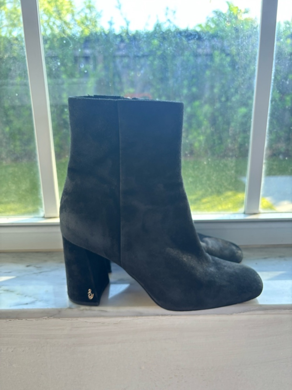 Sam Edelman Codie Black Suede Ankle Boots | Square Toe Block Heel Size 8